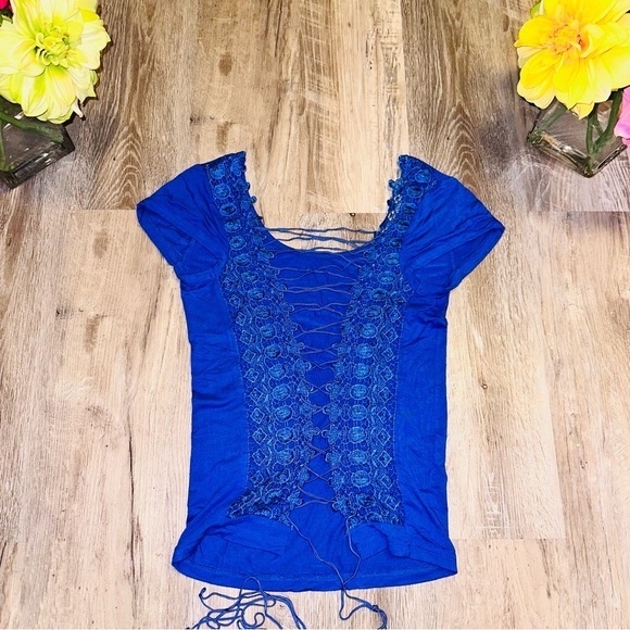Lace up open back top - Picture 1 of 7